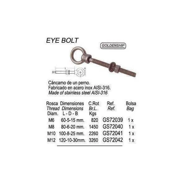 EYE BOLT S. STEEL 6*60