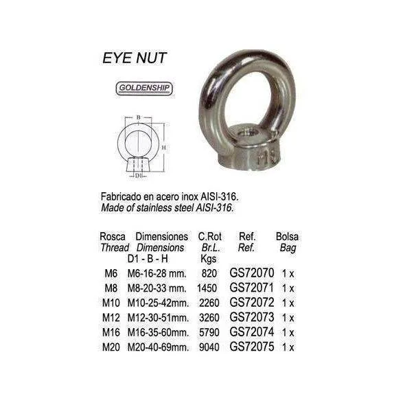 EYE NUT, DIN582, M12