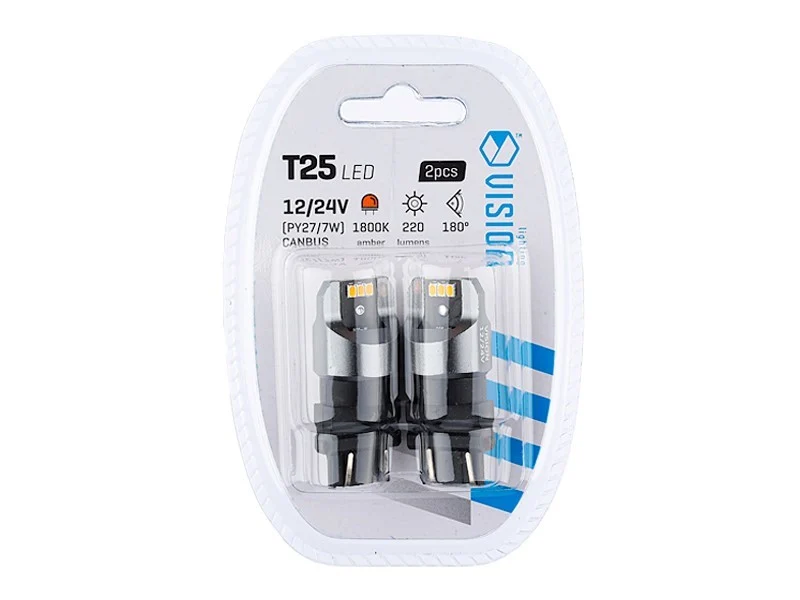 Inkanzescencijalna VISION PY27 / 7W (T25) 12/24V 6x 3020 SMD LED, nepolarna, CANBUS, narančasta, 2 komada