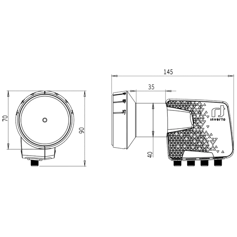 Inverto LNB Quad, šum 0,3dB, Home Pro, DVB-S2 ( HD - UHD ) - IDLH-QDL410-HMPRO-OPN