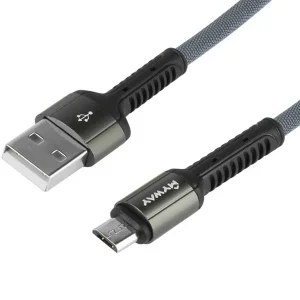 Kabel za punjenje i sinkronizaciju, opleten od mikrovlakana, 200 cm, USB> micro USB