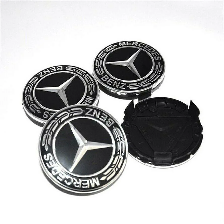 Mercedes čepovi za felge CRNI - 75mm (4 kom)