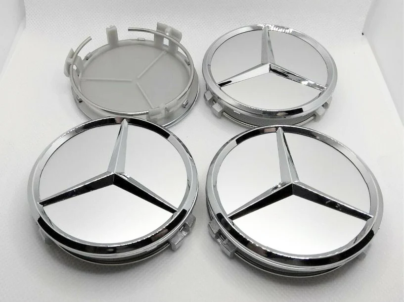 Mercedes čepovi za felge SREBRENI - 75mm (SET 4kom)