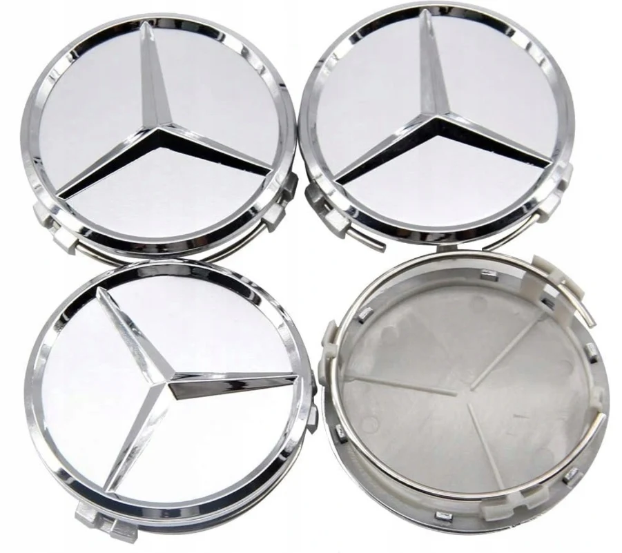 Mercedes čepovi za felge SREBRENI - 75mm (SET 4kom)