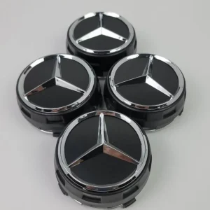 Mercedes POVIŠENI čepovi 75mm za alu felge - Sjajno Crni (Set 4kom)