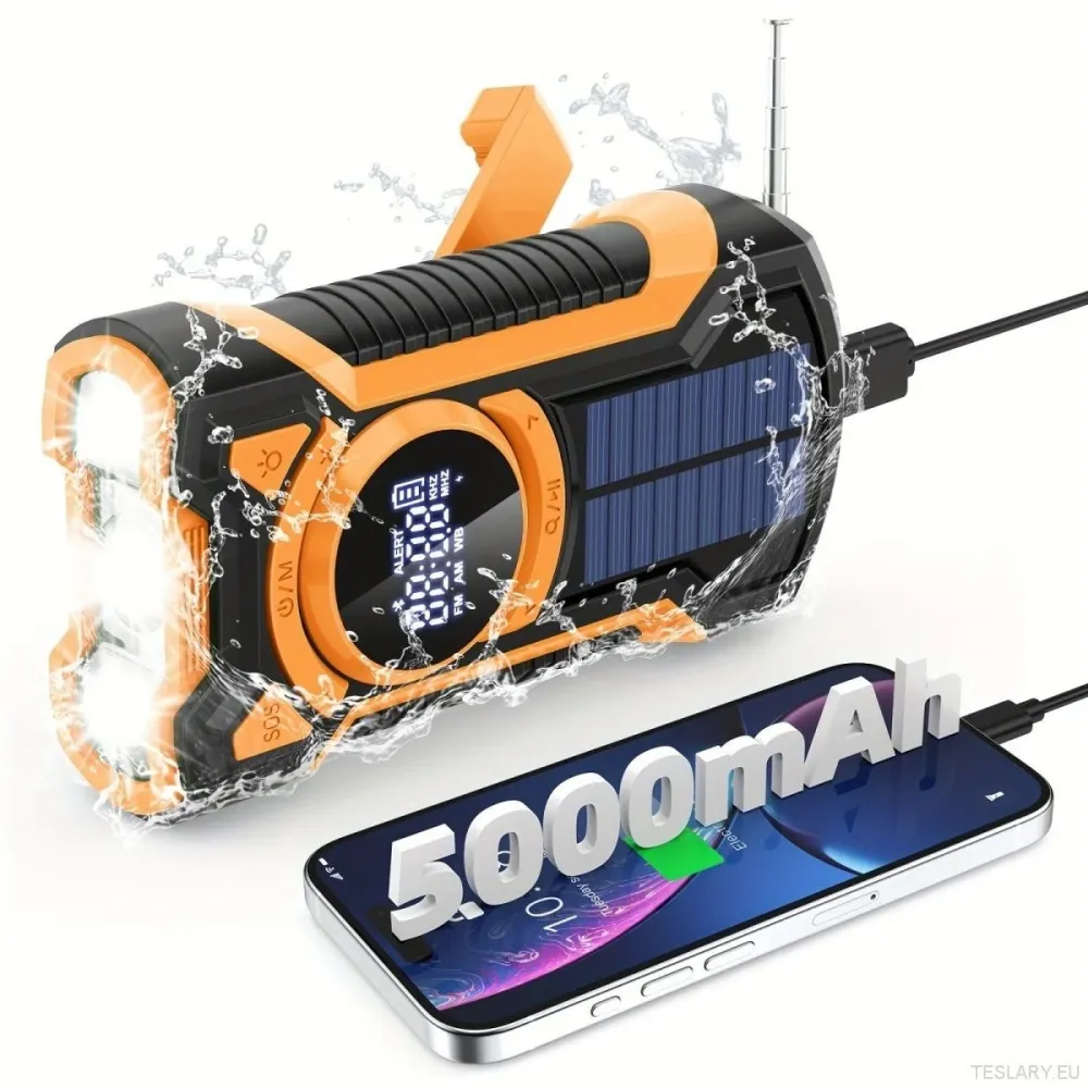 Multifunkcionalna Tesla i ostala EV EVESTRANI RADIO RADE-CRANK GENERATOR SVJETLO SA SOS FM/AM/WB/BT 5000MAH