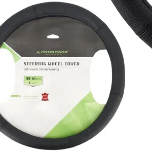Navlaka za volan "L" 39-41 cm, prava kož, crna