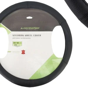 Navlaka za volan "XXL" 44-46 cm, 6 dijelova, prirodna kož, crna