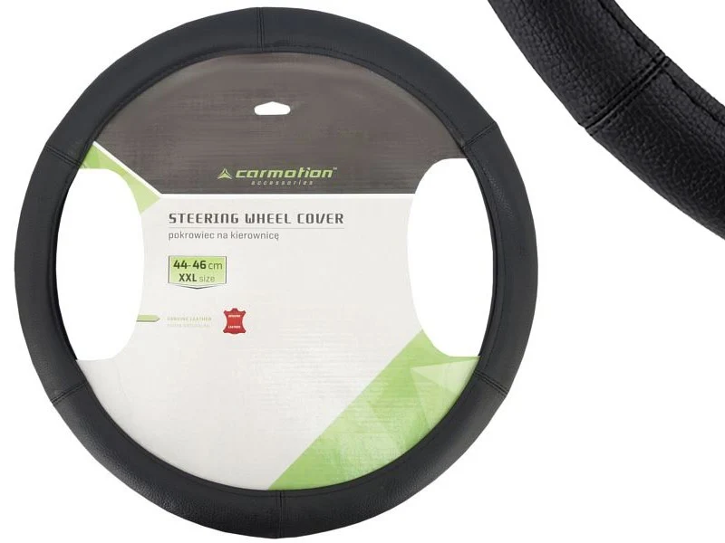 Navlaka za volan "XXL" 44-46 cm, 6 dijelova, prirodna kož, crna