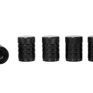Poklopci ventila od aluminija s plastičnim navojnim umetcima, set od 5 komada, crni