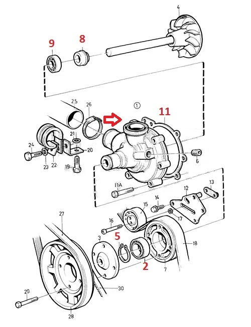 PoseidonMarine® Circulation pump repair kit Volvo Penta D41 D42 D43 D44 876794 876544