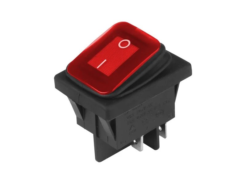 Preklopni prekidač, 12 V DC / 24 V DC, 125 V–250 V AC, crveni