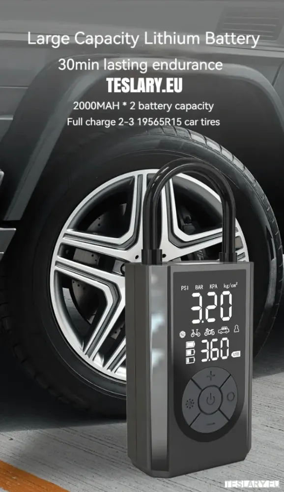 Prijenosni kompresor guma za pokretanje baterije za Tesla Model 3 Y S X - 2000Mah