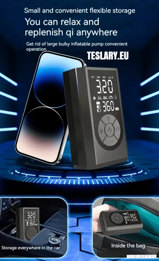 Prijenosni kompresor guma za pokretanje baterije za Tesla Model 3 Y S X - 2000Mah