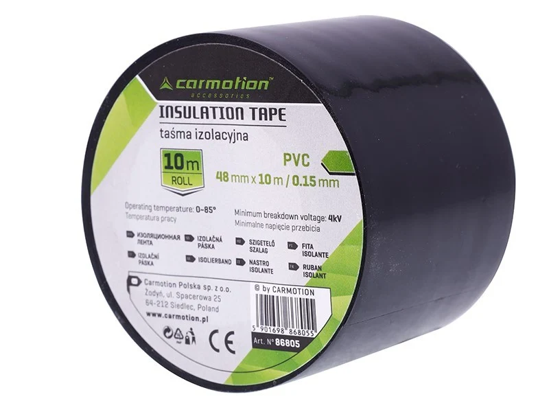 PVC izolacijska traka 0,15 mm x 48 mm x 10 m, crna, 1 kom.