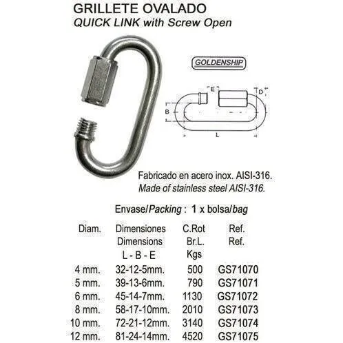 QUICK LINK AISI-316 4MM