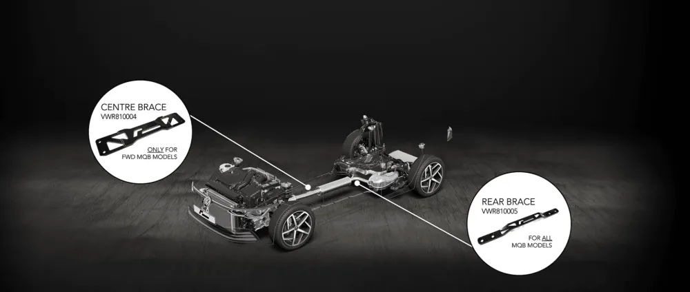 RacingLine strašnja poprečna greda za tunel MQB platforma VW Golf MK7/8, A3/S3/RS3 8V/Y, Leon 5F itd.