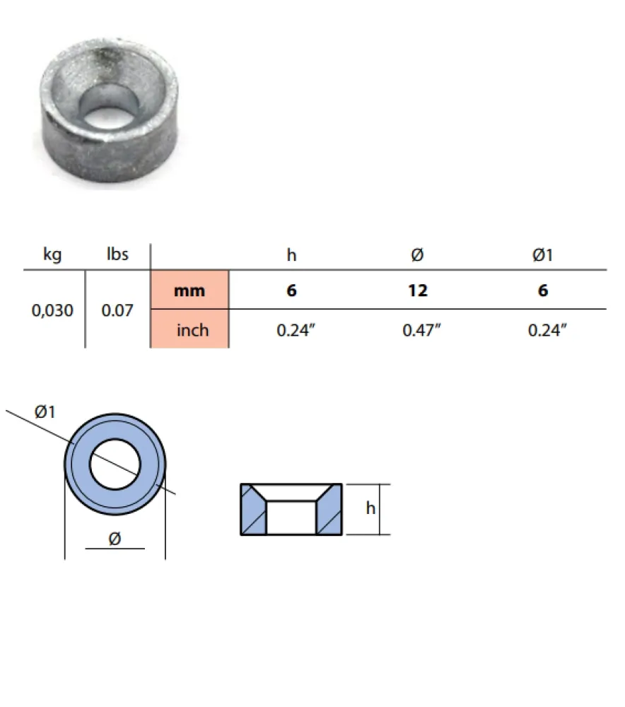 Recmar® aluminium anode cylinder block F150 replaces 63P-11325-21