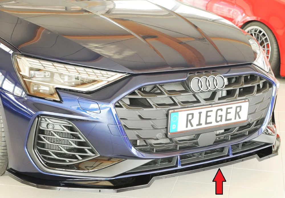 Rieger prednji splitter Audi S3, A3 S-Line 8Y 2024+ - visokosjajna crna