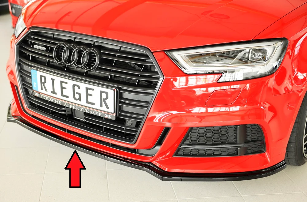 Rieger prednji splitter Audi S3, A3 S-Line 8V.2 - visokosjajna crna