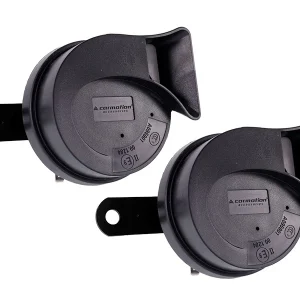 Rog 12 V, 118 dB, dvosklopni, puževog tipa, promjer 80 mm, bočno montiran, homologacija E9, 2 kom.