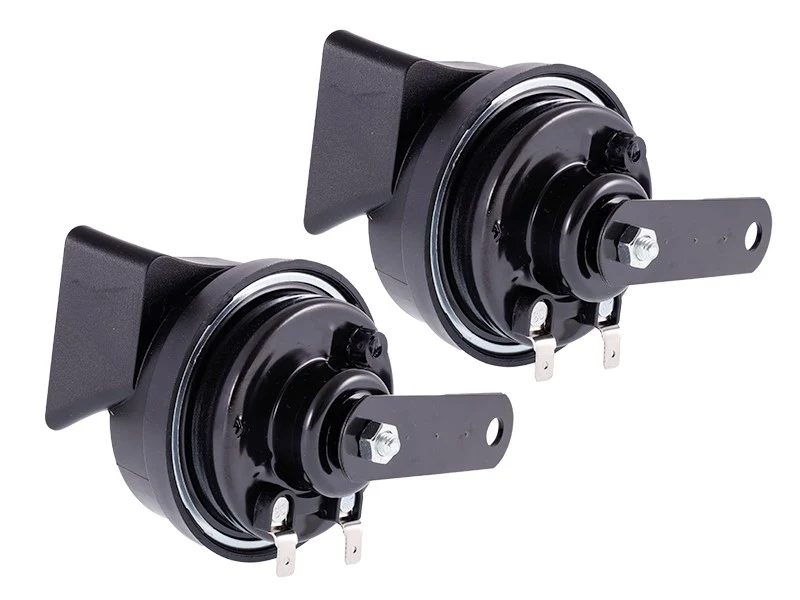 Rog 12 V, 118 dB, dvosklopni, puževog tipa, promjer 80 mm, bočno montiran, homologacija E9, 2 kom.