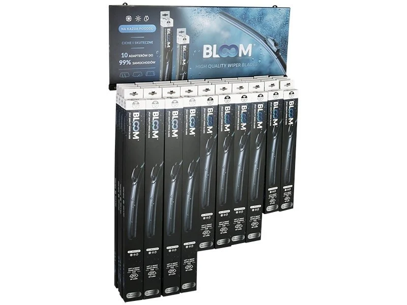 Set ravnih brisač BLOOM U Multifit s 10 adaptera, 40 kom + viseći stalak