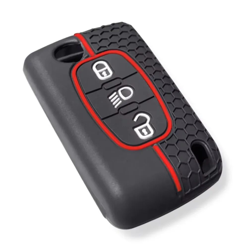 Silikonska futrola s 3 gumba Citroen, crno-crvena