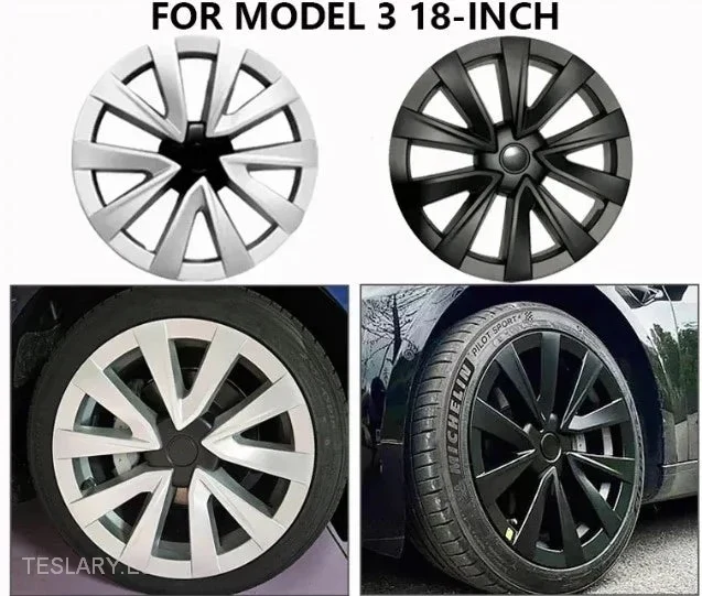 Tesla Model 3 18 "Full Full Rim Silver & Black Sport Style Cowc