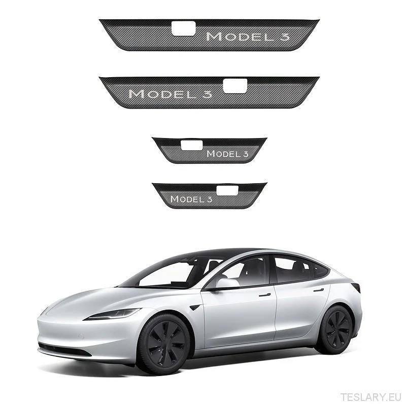 Tesla Model 3+ Highland Edition - Zaštitnici praga vrata s uzorkom ugljičnih vlakana
