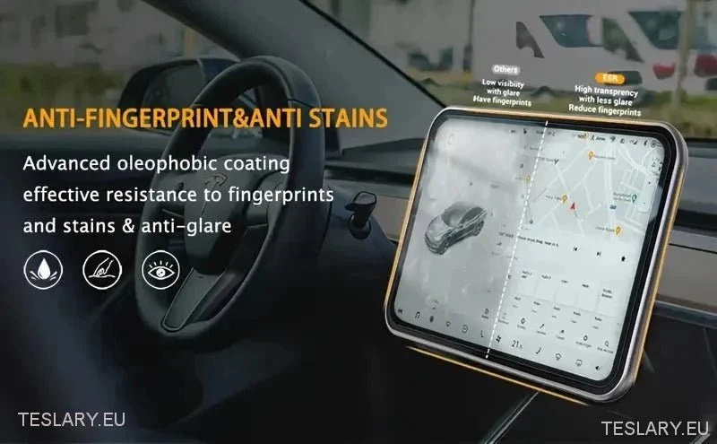 Tesla Model 3 / Y kaljenog staklenog zaslona s rubom ugljičnih vlakana