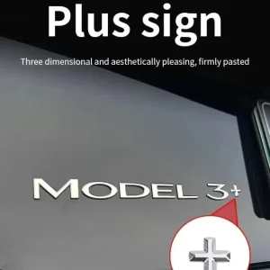 Tesla Model 3+ Long Range " +" logo srebra