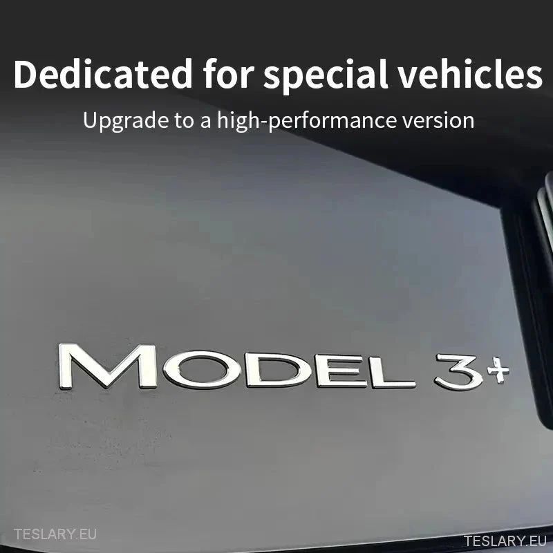 Tesla Model 3+ Long Range " +" logo srebra