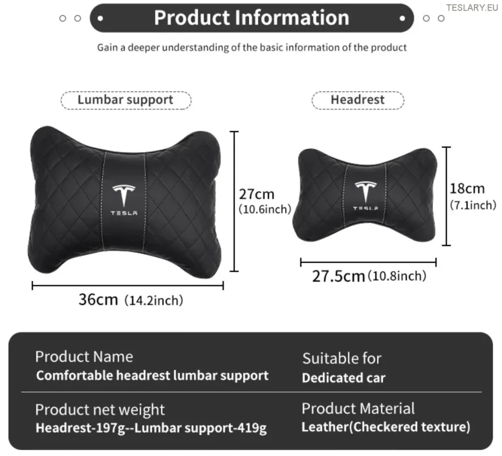 Tesla Model 3 y s X Neck Jastuk i leđ podrška s logotipom (crni)