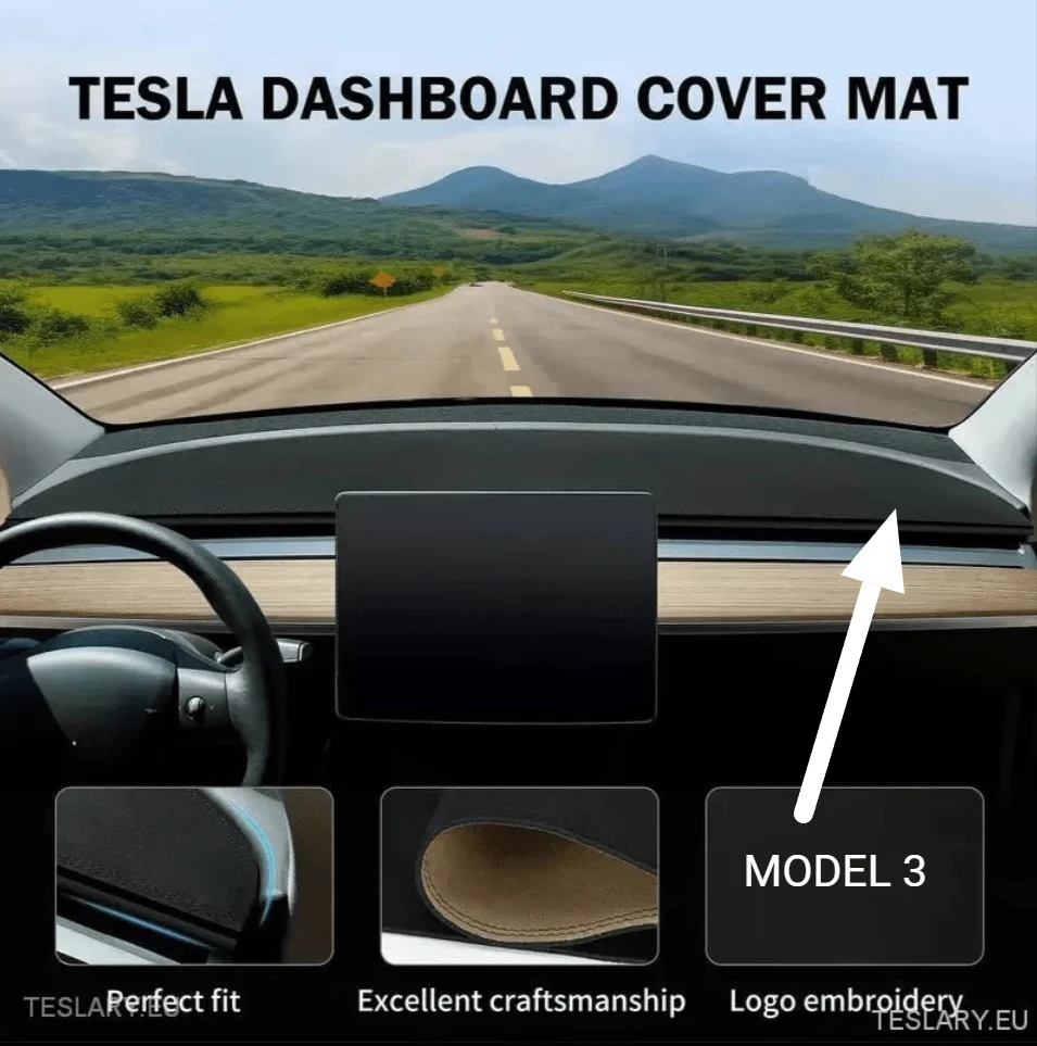 Tesla Model 3 / Y Suede Nadzorna ploč s Teslinom logotipom