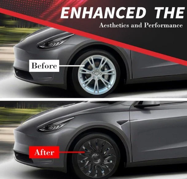 Tesla y 19 "Potpuna pokrivena oluja Hubcaps - Matte Black