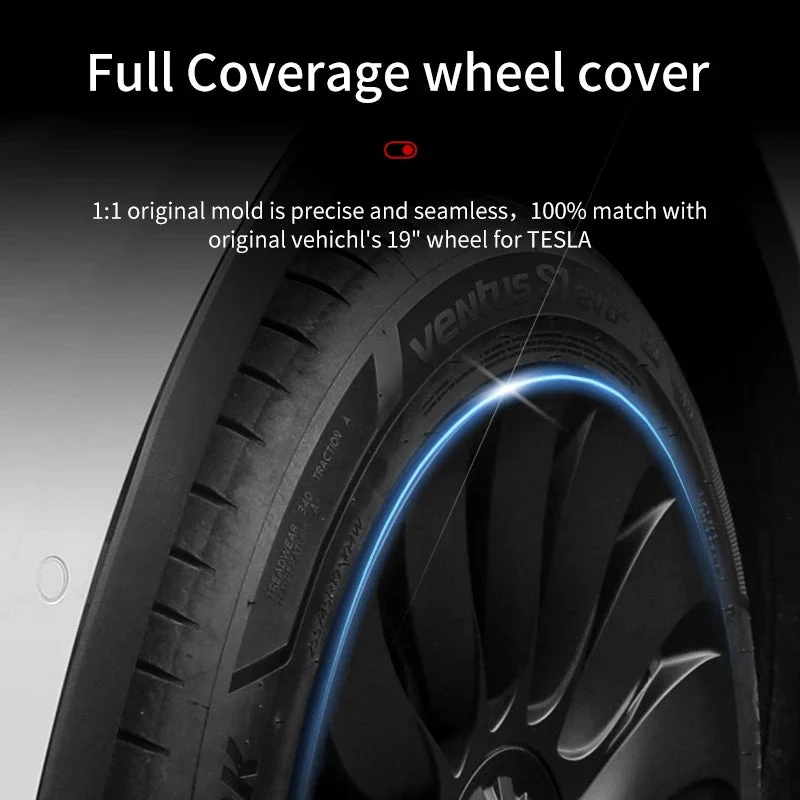 Tesla y 19 "Potpuna pokrivena oluja Hubcaps - Matte Black