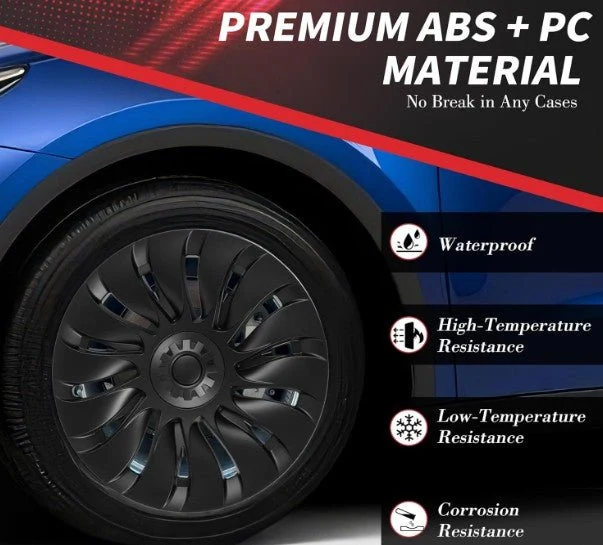 Tesla y 19 "Potpuna pokrivena oluja Hubcaps - Matte Black
