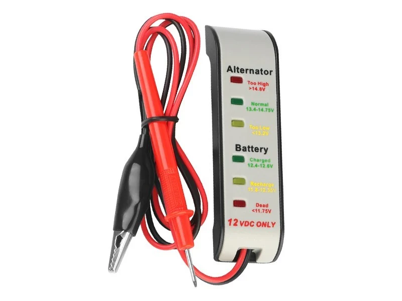 Tester akumulatora i alternatora 12V, s krokodilskim štipaljkama i sondom