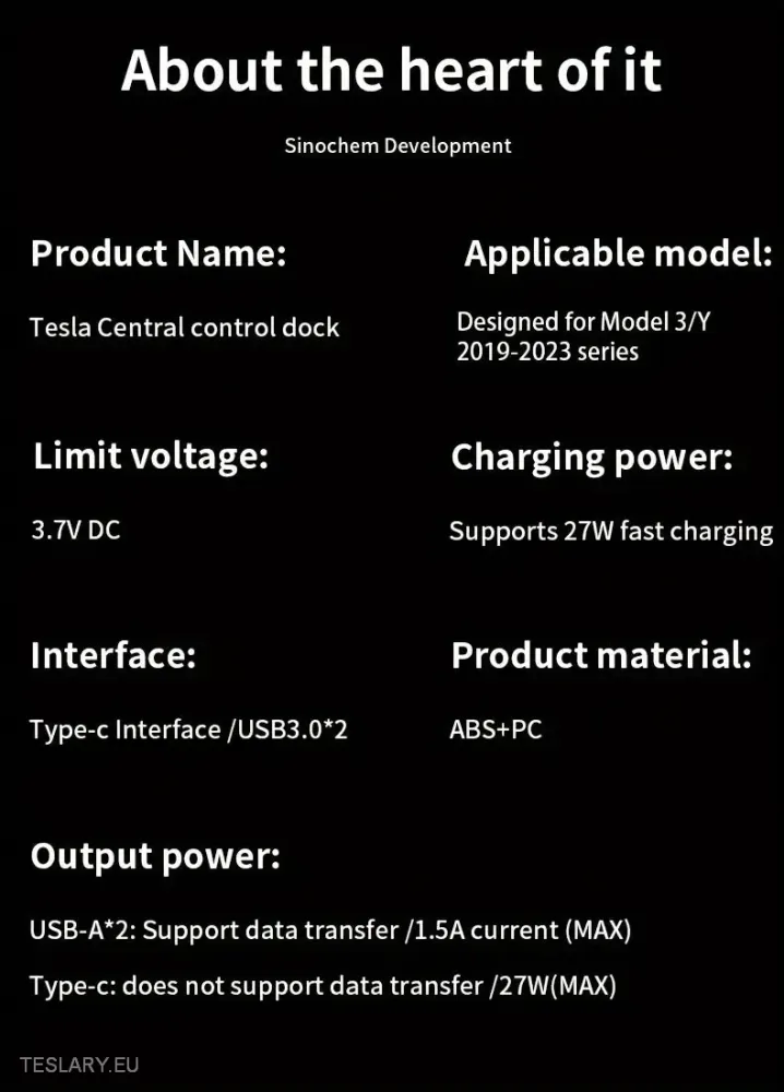 Trostruka luka USB Expansion Hub za Tesla 3/Y s kliznim poklopcem