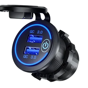 Ugradbeni punjač 2x USB QC3.0 s dodirnim prekidačem i pozadinskim osvjetljenjem