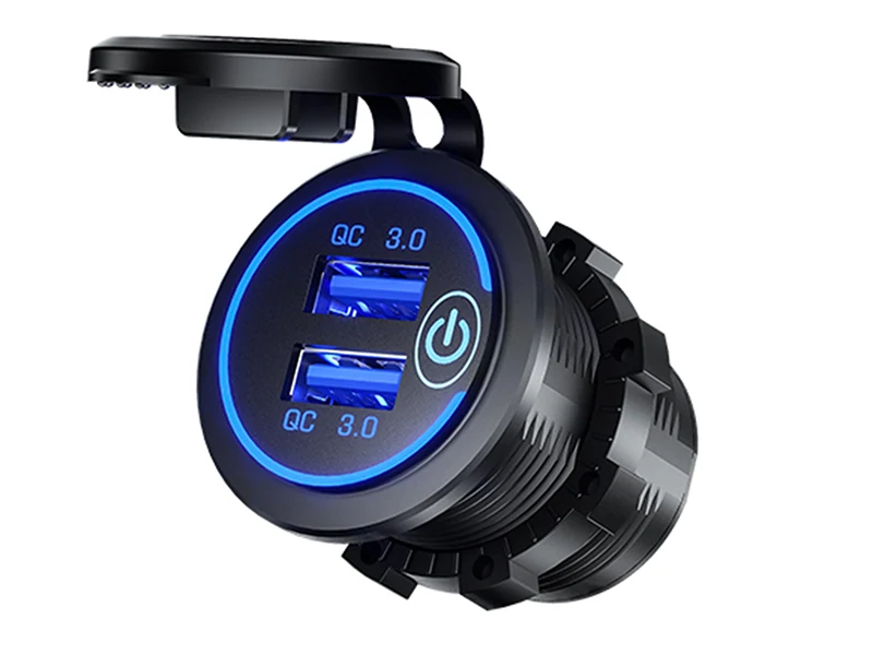 Ugradbeni punjač 2x USB QC3.0 s dodirnim prekidačem i pozadinskim osvjetljenjem