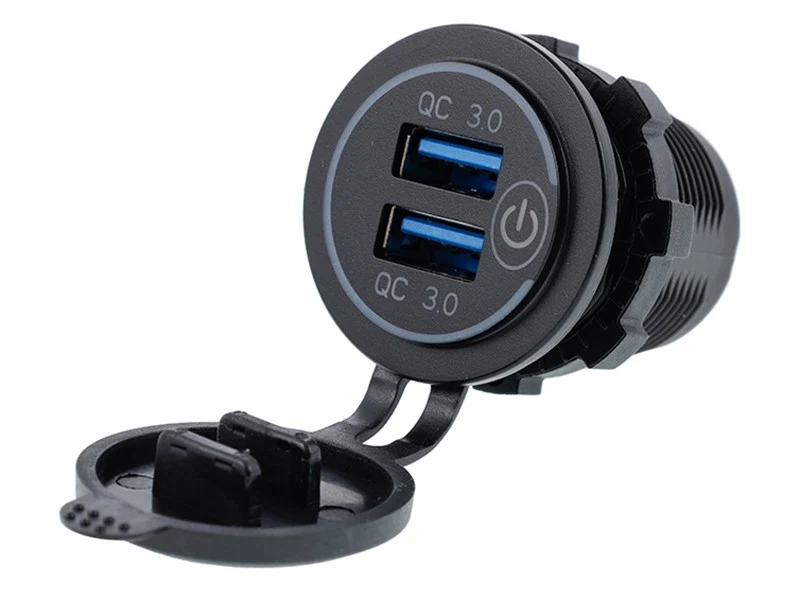 Ugradbeni punjač 2x USB QC3.0 s dodirnim prekidačem i pozadinskim osvjetljenjem