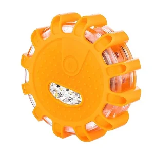 Upozoravajuće svjetlo 12 LED + 3 LED, s magnetom i kukom, napajanje 3x AAA, narančaste boje.