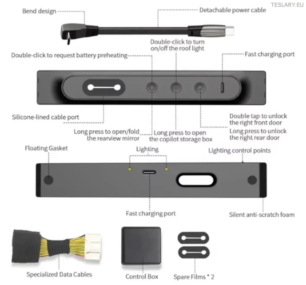USB -ekspanzijsko središte s fizičkim kontrolama gumba za Tesla model 3 / y