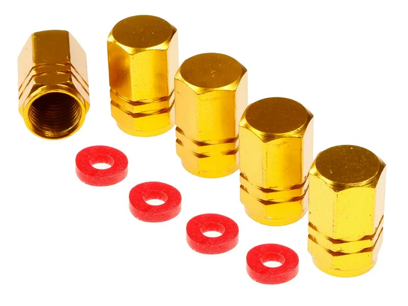 Čep ventila, aluminijski šesterokutni, 5 komada, zlatna boja