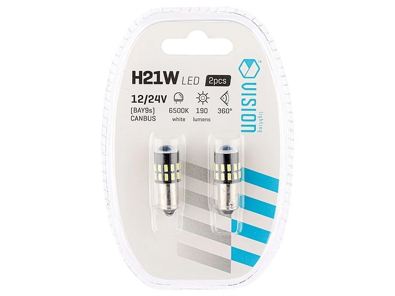 VISION H21W BAY9s 12/24V 30x 3014 SMD LED žarulja, nepolarna, CANBUS, bijela, 2 komada