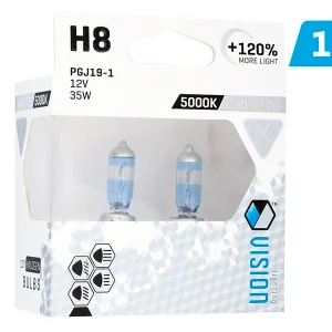 VISION Limitless White H8 12V 35W PGJ19-1 U E4 žarulje, 120% svjetlije, 2 žarulje