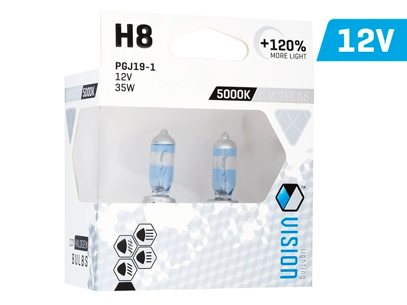 VISION Limitless White H8 12V 35W PGJ19-1 U E4 žarulje, 120% svjetlije, 2 žarulje