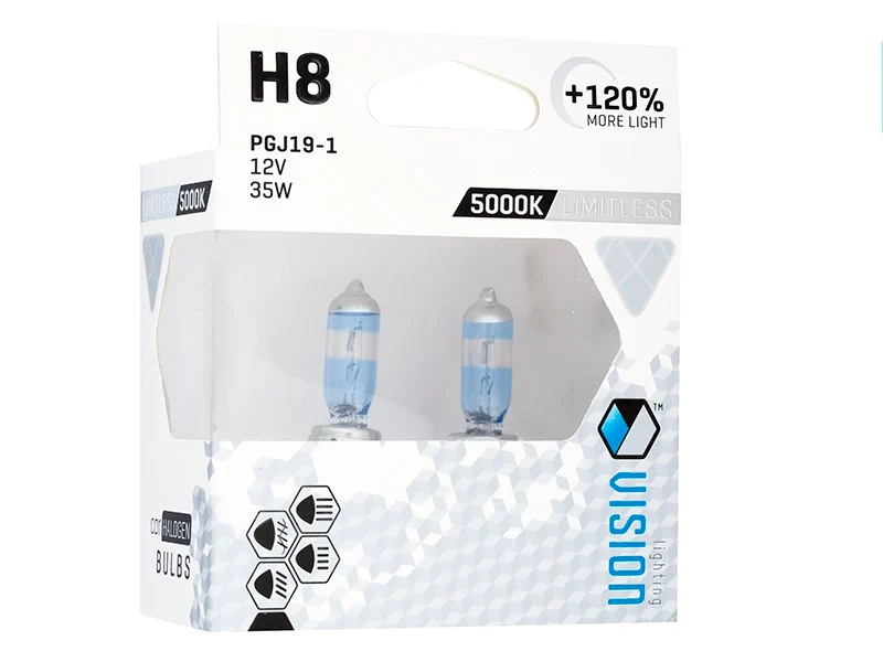 VISION Limitless White H8 12V 35W PGJ19-1 U E4 žarulje, 120% svjetlije, 2 žarulje